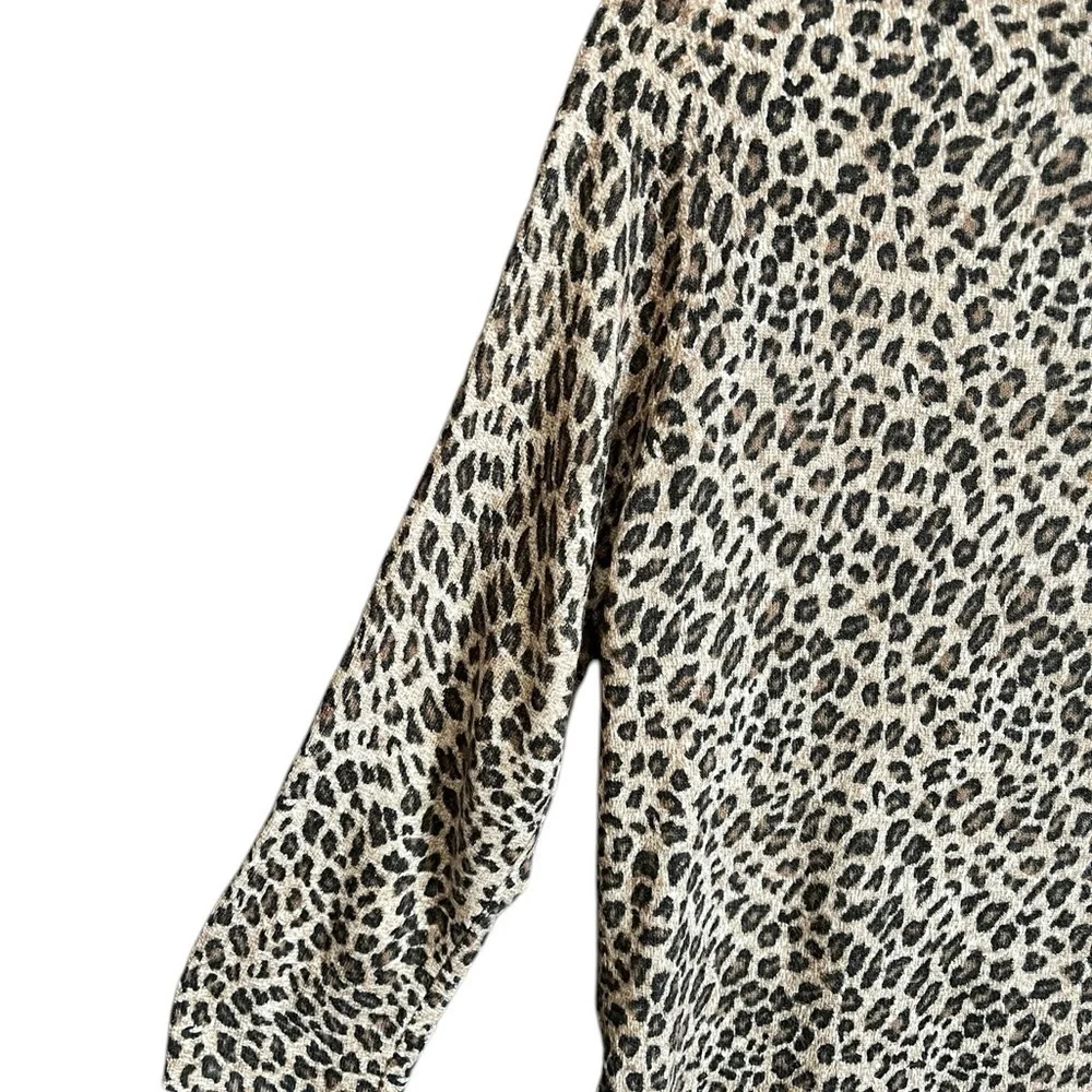 Hannah Leopard Print 3/4 Sleeve Knit Sweater